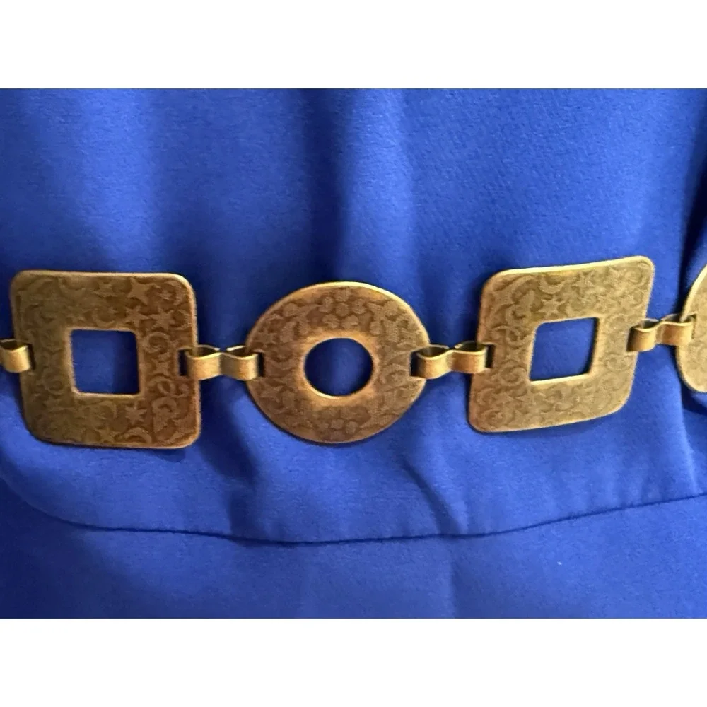 VTG metal belt Hippie BOHO Geometric hain Waist 90's YTK Gold Bronze Tone 39